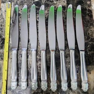 LOT OF 8 VINTAGE 1938 DANISH PRINCESS MODERN HOLLOW HANDLE DINNER KNIVES